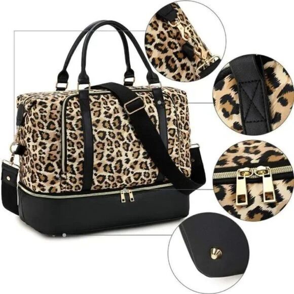 New Large Capacity Duffel Bag, Travel Bag - Leopard Print - Picture 6 of 8